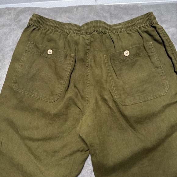 Quince Linen Pull On Pants Women L Olive Drawstring Cropped Minimalist Coastal - Picture 6 of 11